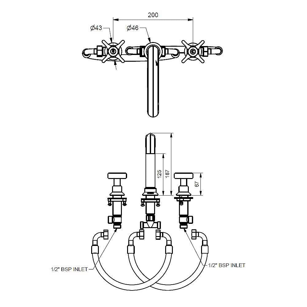 C.P. Hart Epoch 3-Piece Basin Mixer 147mm Swivel Spout without Waste